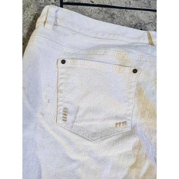 Michael Kors Size 18W Off White Bootcut Jeans Silver Hardware Comfortable - Picture 7 of 16